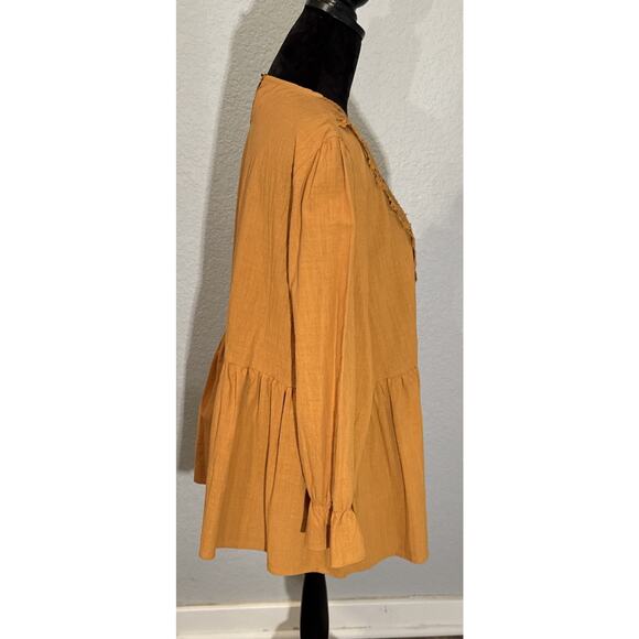 Indie & Co XXL Women's Crochet Embroidered Detail Ruffled Top Boho Cottagecore - Picture 2 of 10